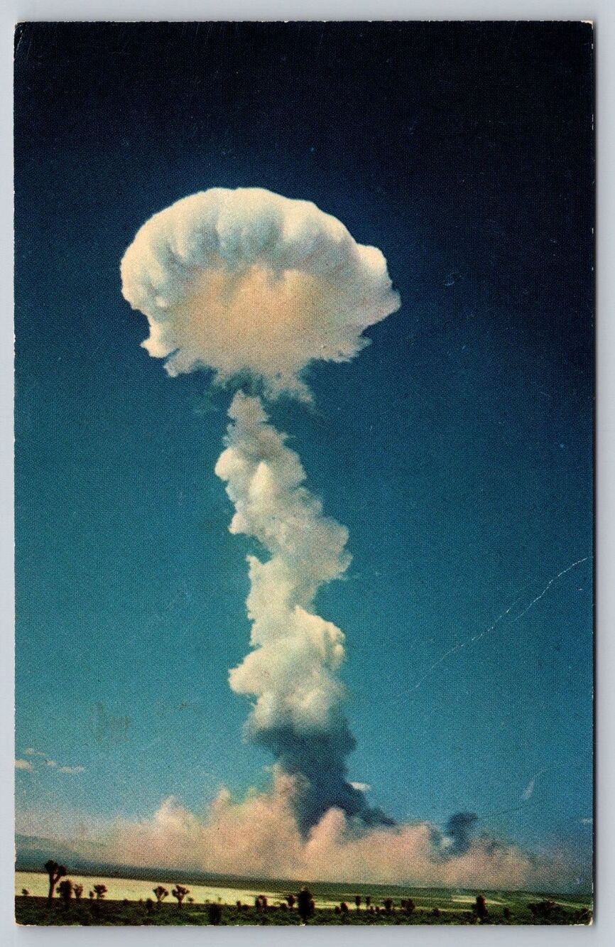 1950s Atomic Bomb Mushroom Cloud Postcard Yucca Flats NV U.S. Army Photo HSC-89